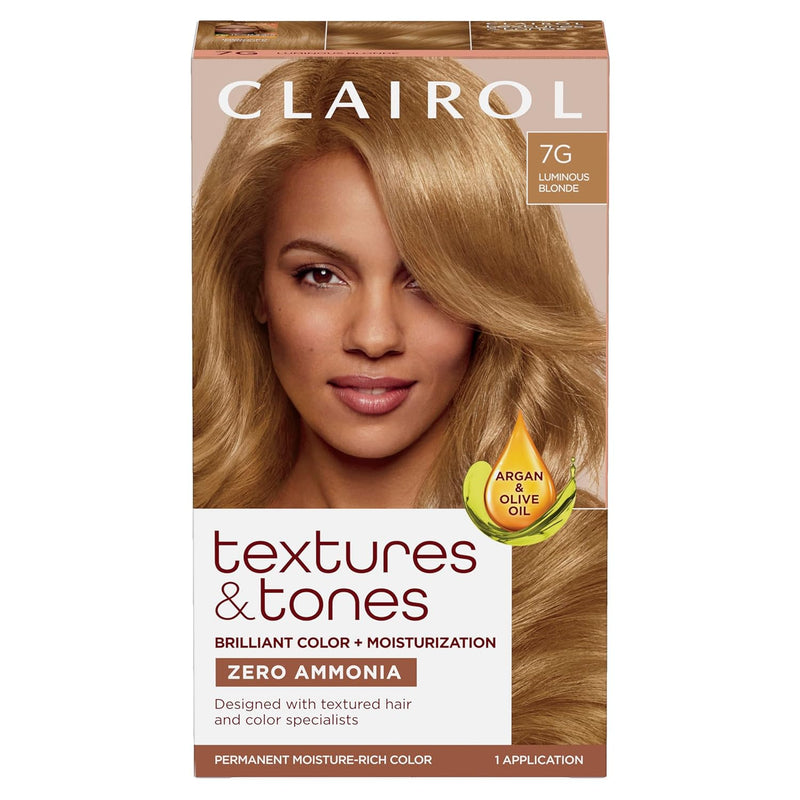 Clairol Textures & Tones Permanent Hair Dye, 7G Luminous Blonde Hair Color