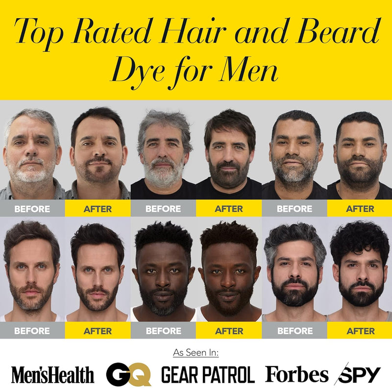 CLEVERMAN Black Hair & Beard Dye for Men, All-in-One Reusable Kit - Natural-Looking Gray Coverage, Professional-Quality, Ammonia-Free, 3.38 Fl Oz