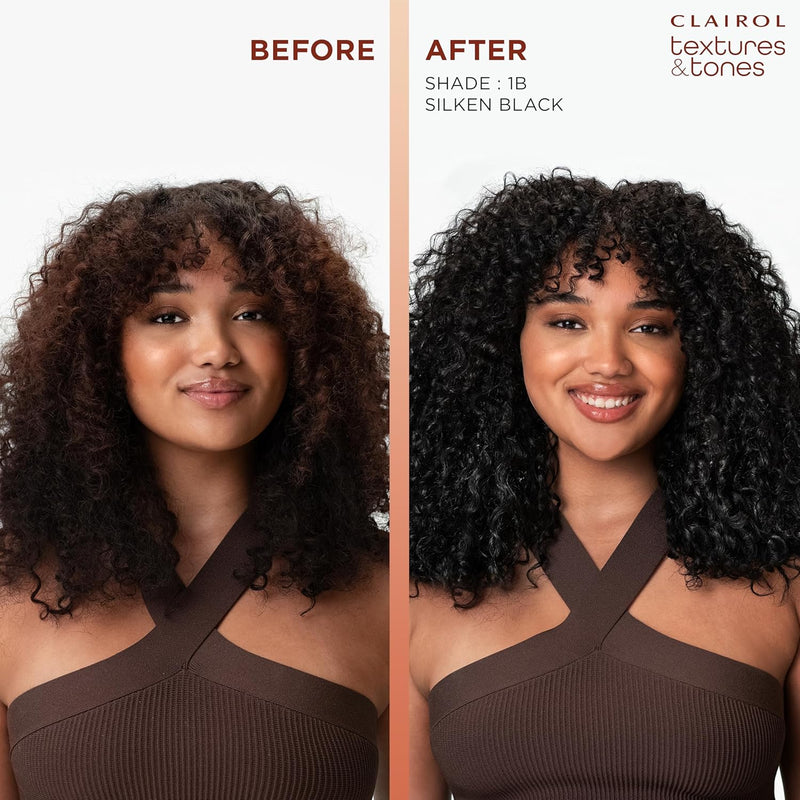 Clairol Textures & Tones Permanent Hair Dye, 1B Silken Black Hair Color