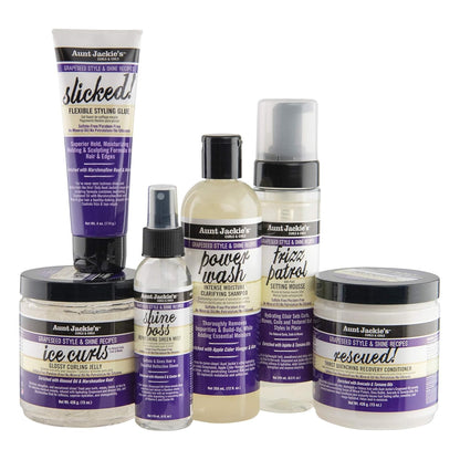 Aunt Jackie's Grapeseed Style and Shine Recipes Power Wash Intense Moisture Clarifying Hair Shampoo, 12oz.