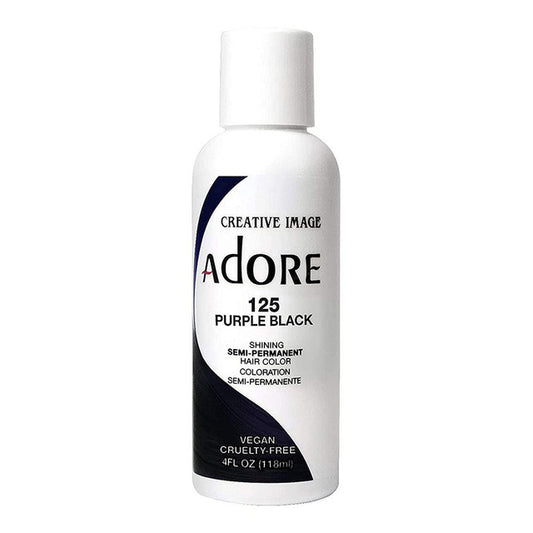 Adore Semi Permanent Hair Color - Vegan and Cruelty-Free Black Hair Dye - 4 Fl Oz - 125 Purple Black