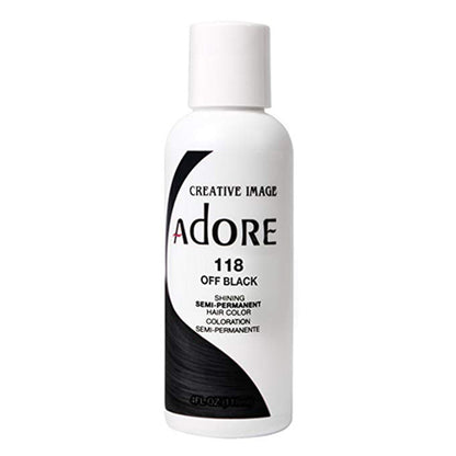 Adore Semi Permanent Hair Color - Vegan and Cruelty-Free Black Hair Dye - 4 Fl Oz - 118 Off Black