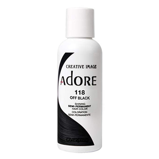 Adore Semi Permanent Hair Color - Vegan and Cruelty-Free Black Hair Dye - 4 Fl Oz - 118 Off Black