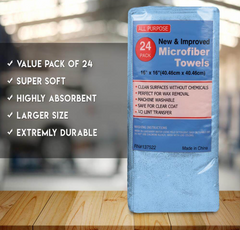 The Towel Guys 16 x 16" Light Blue Professional Grade Microfiber Towel (Pack of 24)