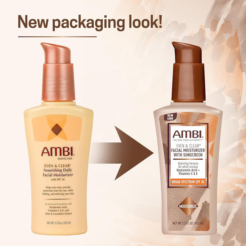 Ambi Even & Clear Daily Facial Moisturizer with SPF 30, 3.5 Ounce