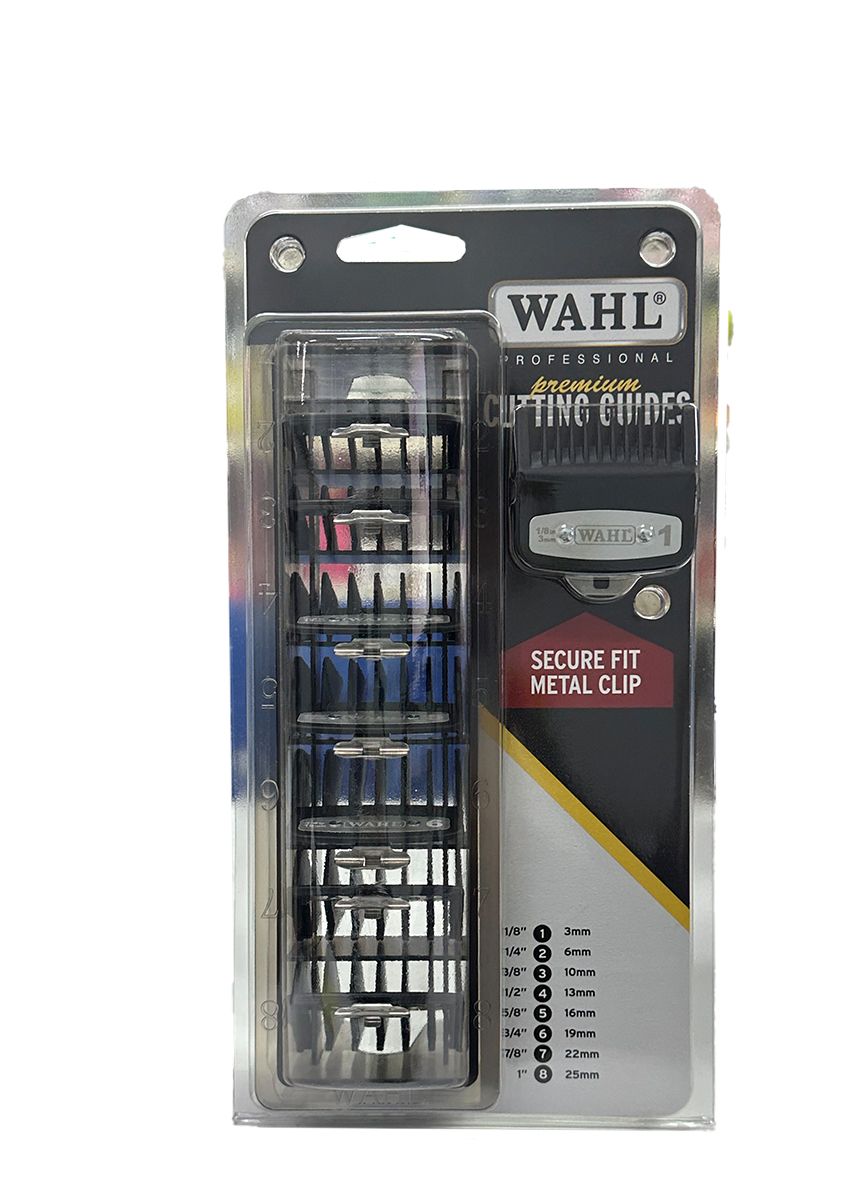 WAHL PREMIUM CUTTING GUIDE COMB #1-#8 8PK W/ METAL CLIP