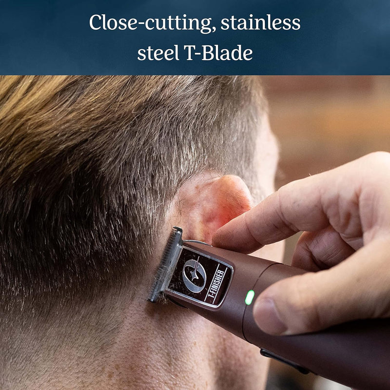 Oster Professional Cordless Hair Trimmer with Rechargeable Battery and Ergonomic Design, T-Finisher T-Blade Trimmer, Burgundy