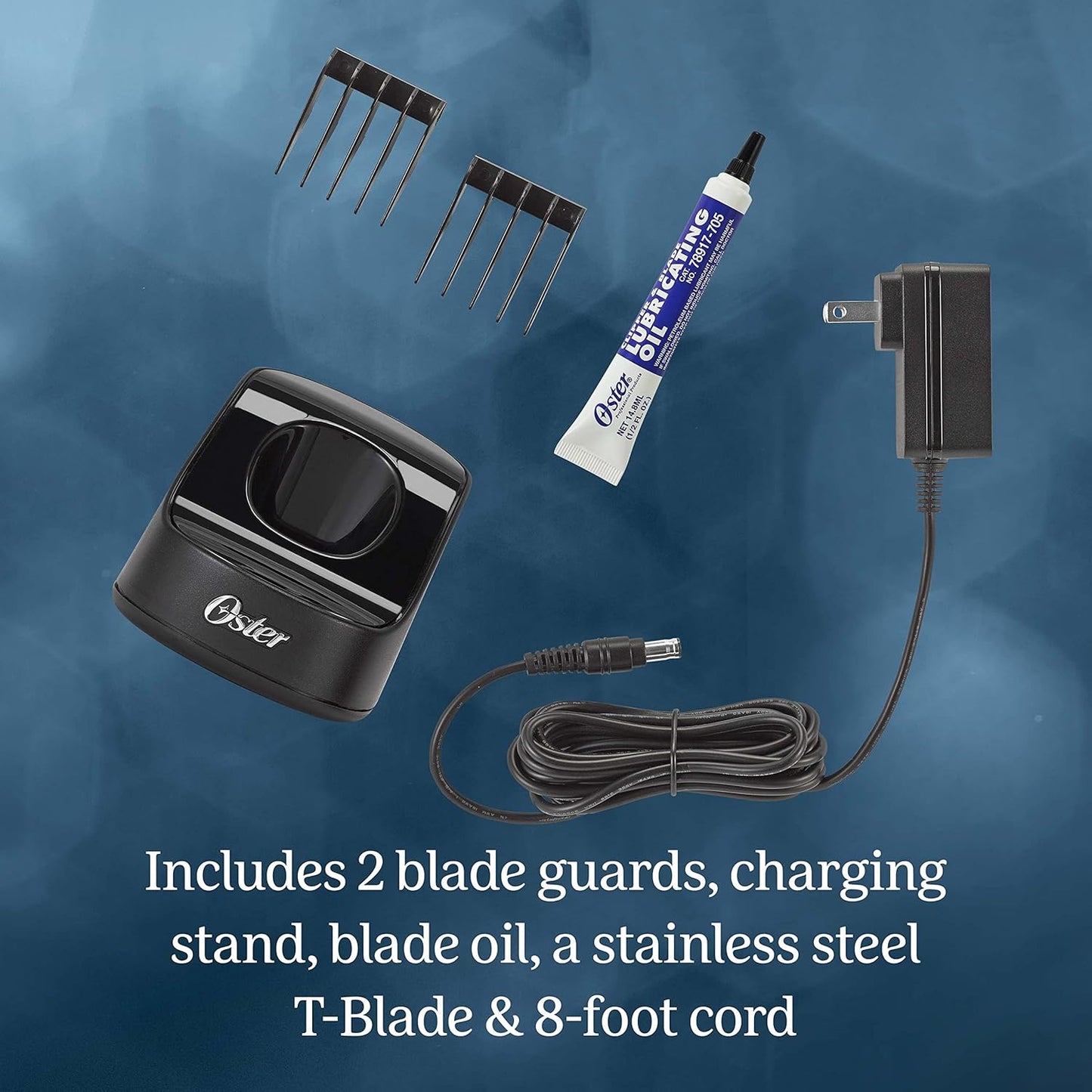 Oster Professional Cordless Hair Trimmer with Rechargeable Battery and Ergonomic Design, T-Finisher T-Blade Trimmer, Burgundy