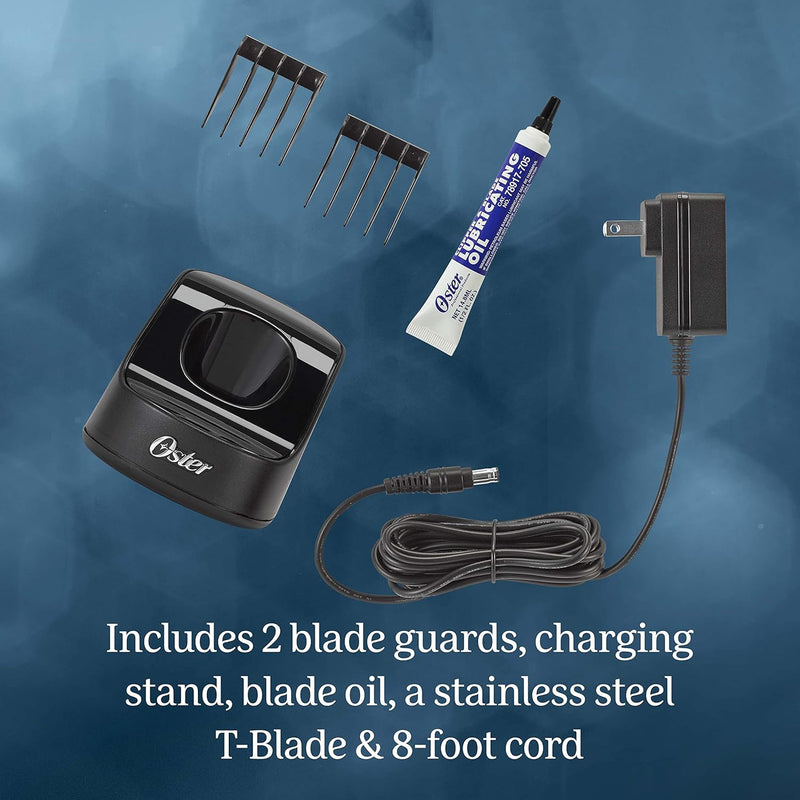 Oster Professional Cordless Hair Trimmer with Rechargeable Battery and Ergonomic Design, T-Finisher T-Blade Trimmer, Burgundy