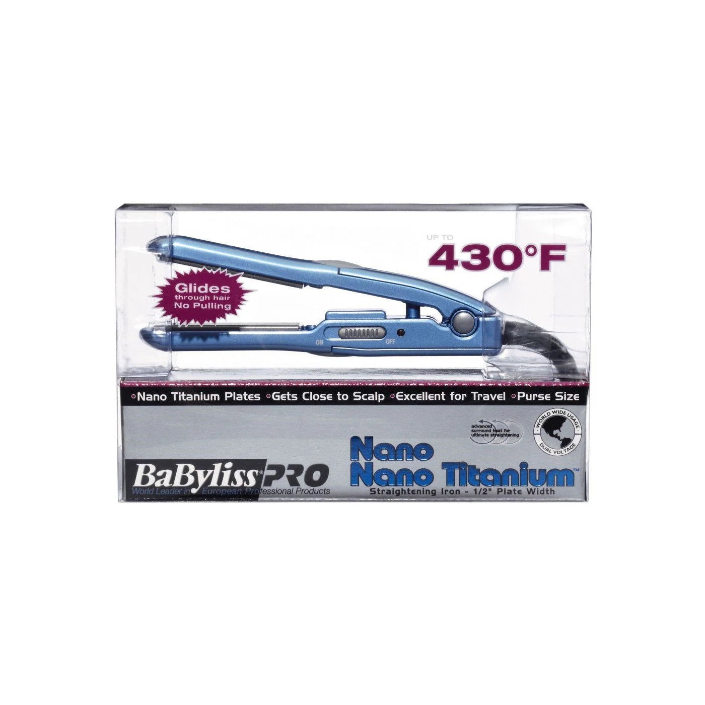 BABYLISSPRO NANO TITANIUM 1/2" MINI FLAT IRON BABNT3050N