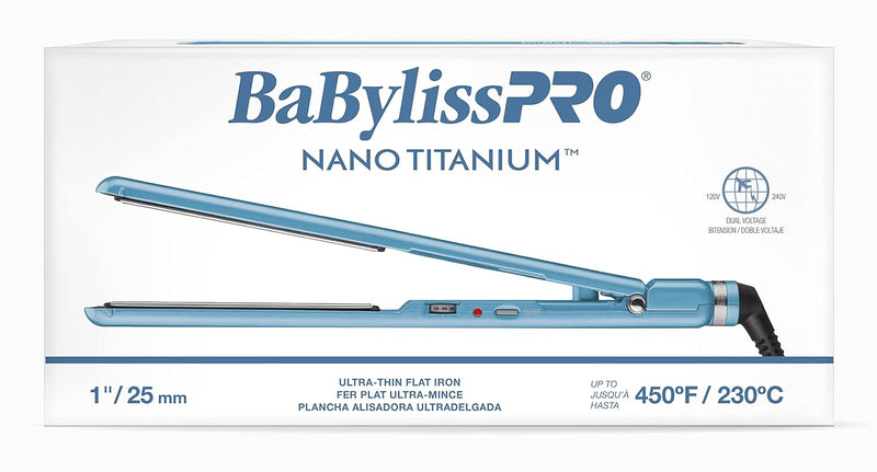 BabylissPRO Nano Titanium Ultra-Thin Hair Straightener, Professional Flat Iron For All Hair Types