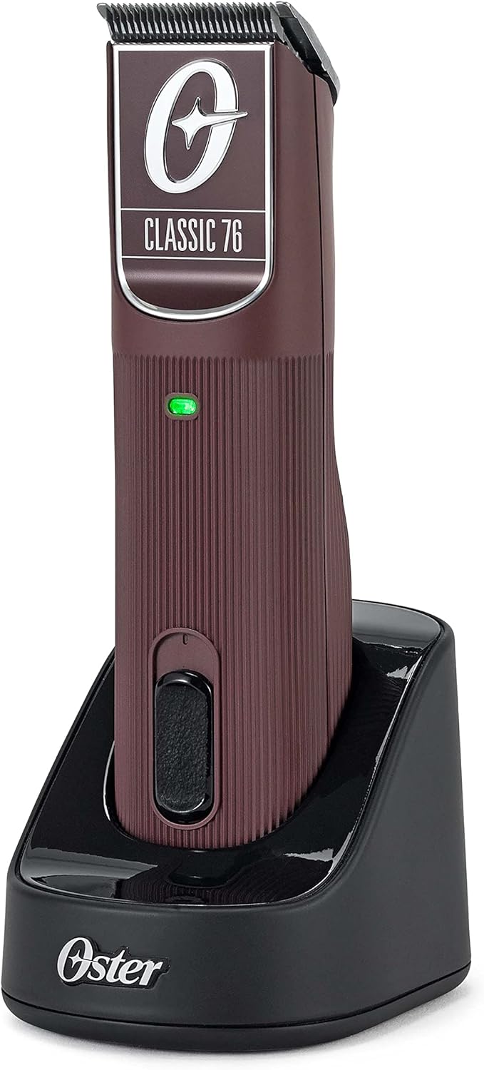 Oster Professional Cordless Hair Clippers, Classic 76 for Barbers and Hair Cutting with Detachable Blade, Burgundy