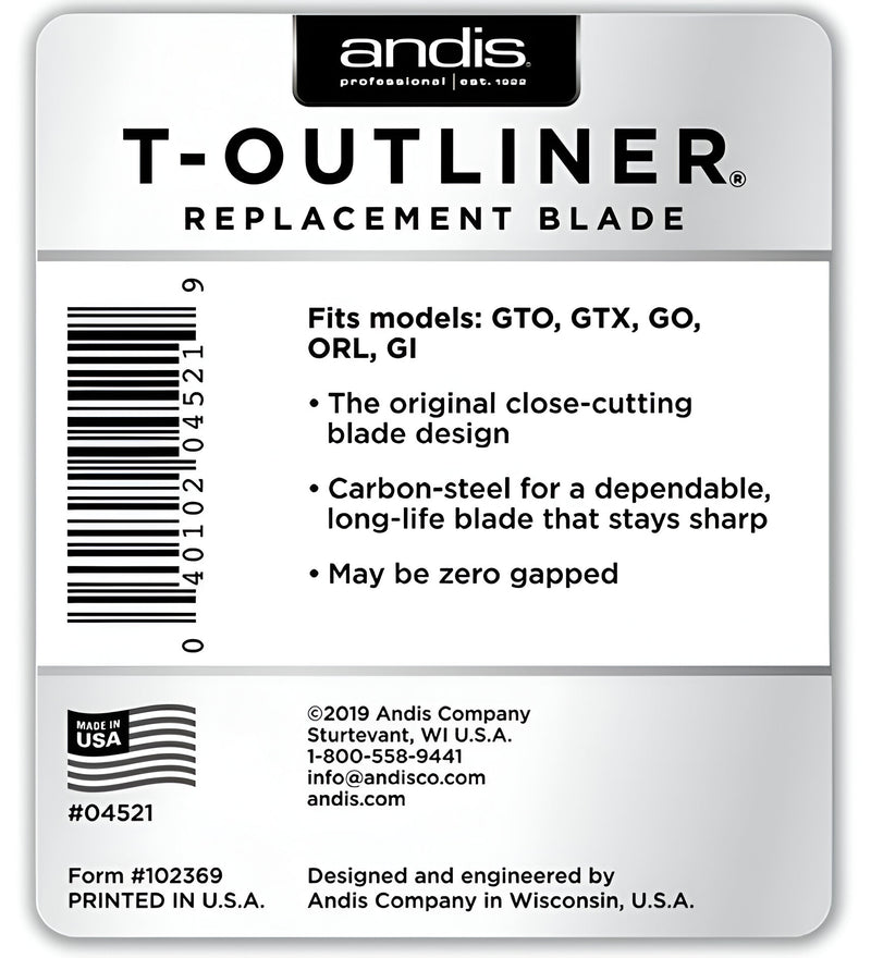 ANDIS T-OUTLINER BLADE SIZE: 0.1mm
