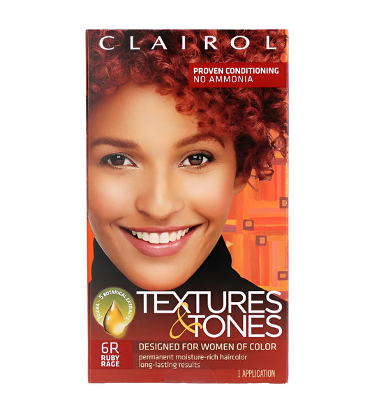 Clairol Textures & Tones Permanent Hair Dye, 6R RUBY RAGE Hair Color