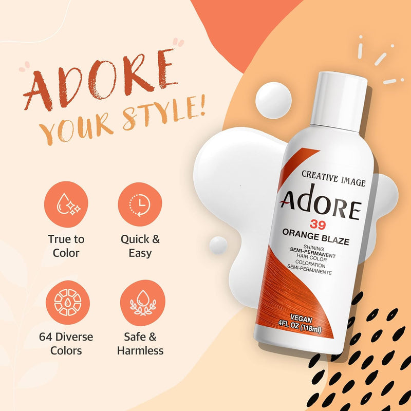 Adore Semi Permanent Hair Color - Vegan and Cruelty-Free Brown Hair Dye - 4 Fl Oz - 110 Darkest Brown