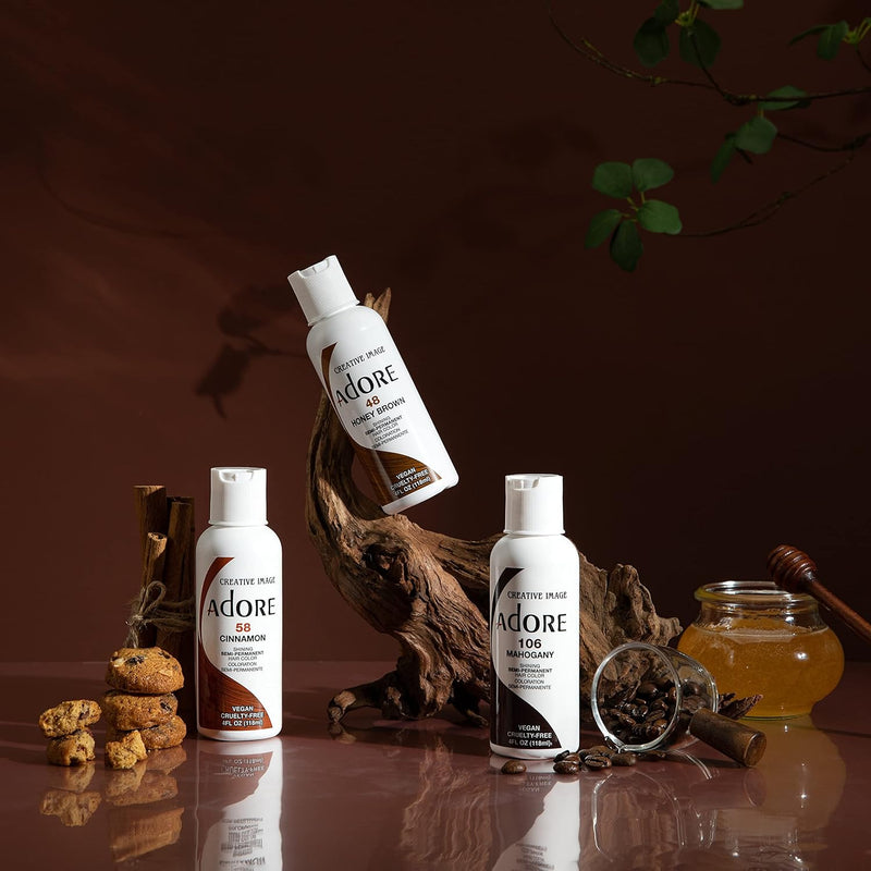 Adore Semi Permanent Hair Color - Vegan and Cruelty-Free Brown Hair Dye - 4 Fl Oz - 110 Darkest Brown