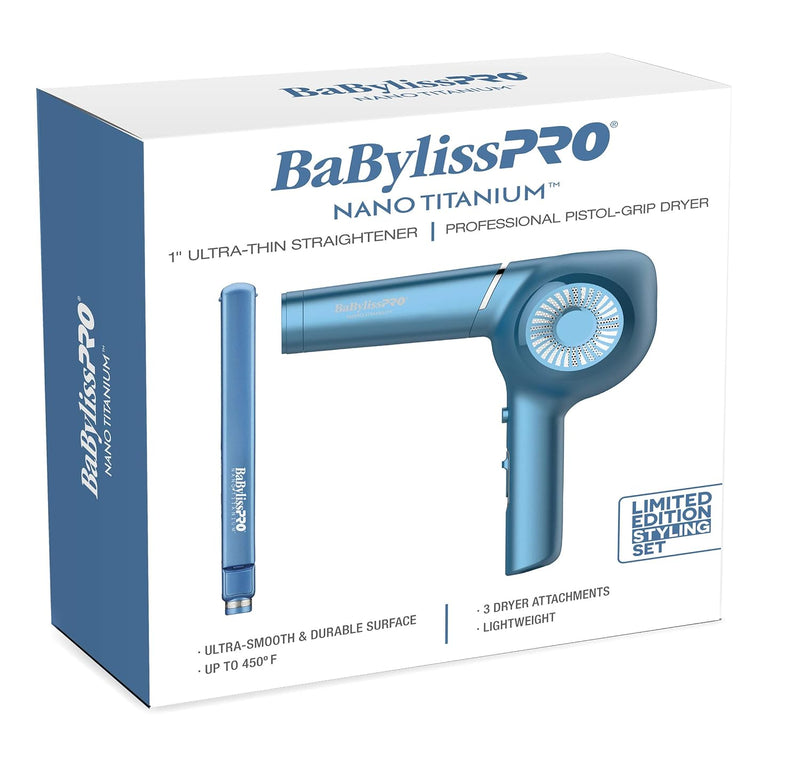BabylissPRO Nano Titanium Ultra-Thin Hair Straightener, Professional Flat Iron For All Hair Types