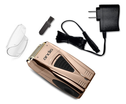 Andis 17220 Pro Foil Lithium Plus Titanium Foil Shaver, Cord/Cordless - Professional Turbocharged Cordless Men’s Shaver with USB Charger - Copper