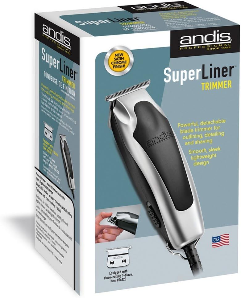 Andis SuperLiner Beard Trimmer with Bonus Shaver Head Attachment, Silver, Model RT-1