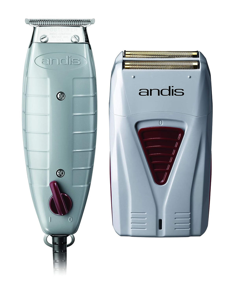 Andis 17195 Finishing Combo T-Outliner Trimmer & Pro Foil Lithium Titanium Shaver - Professional Hair Clippers and Trimmer Kit for Men