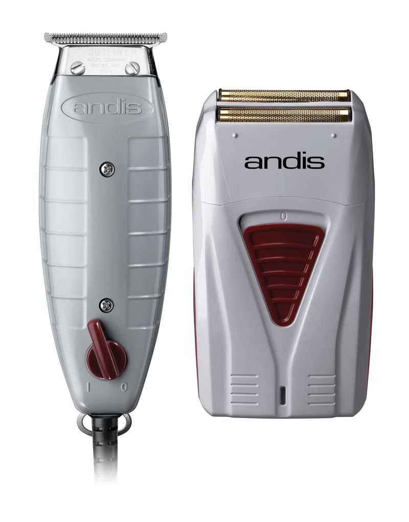 Andis 17195 Finishing Combo T-Outliner Trimmer & Pro Foil Lithium Titanium Shaver - Professional Hair Clippers and Trimmer Kit for Men