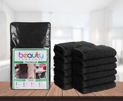 16 x 27" Black 100% Cotton Premium Salon Hand Towel