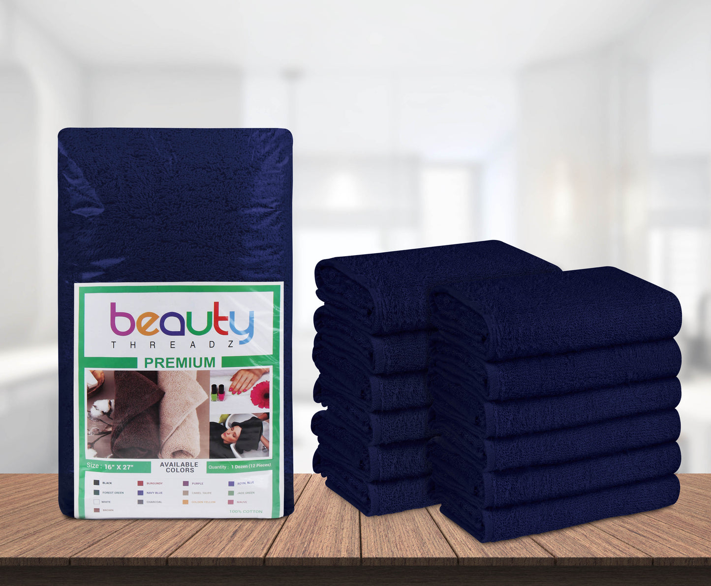 15 x 25" Navy Blue 100% Cotton Economy Towel