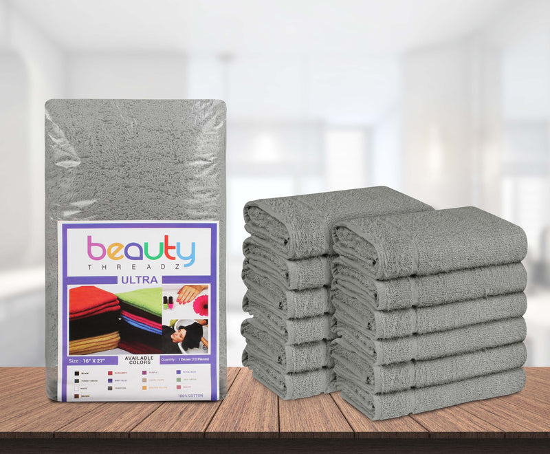 16 x 27" Silver Grey 100% Cotton ULTRA Salon Towel