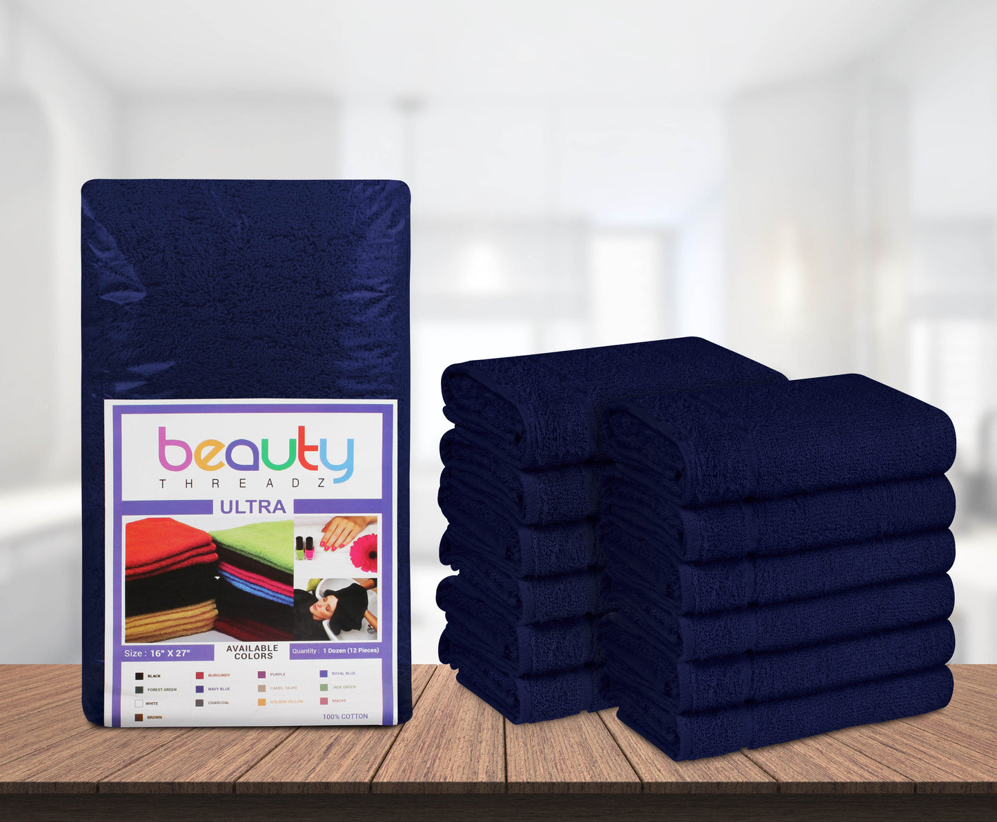 16 x 27" Navy Blue 100% Cotton ULTRA Salon Towel