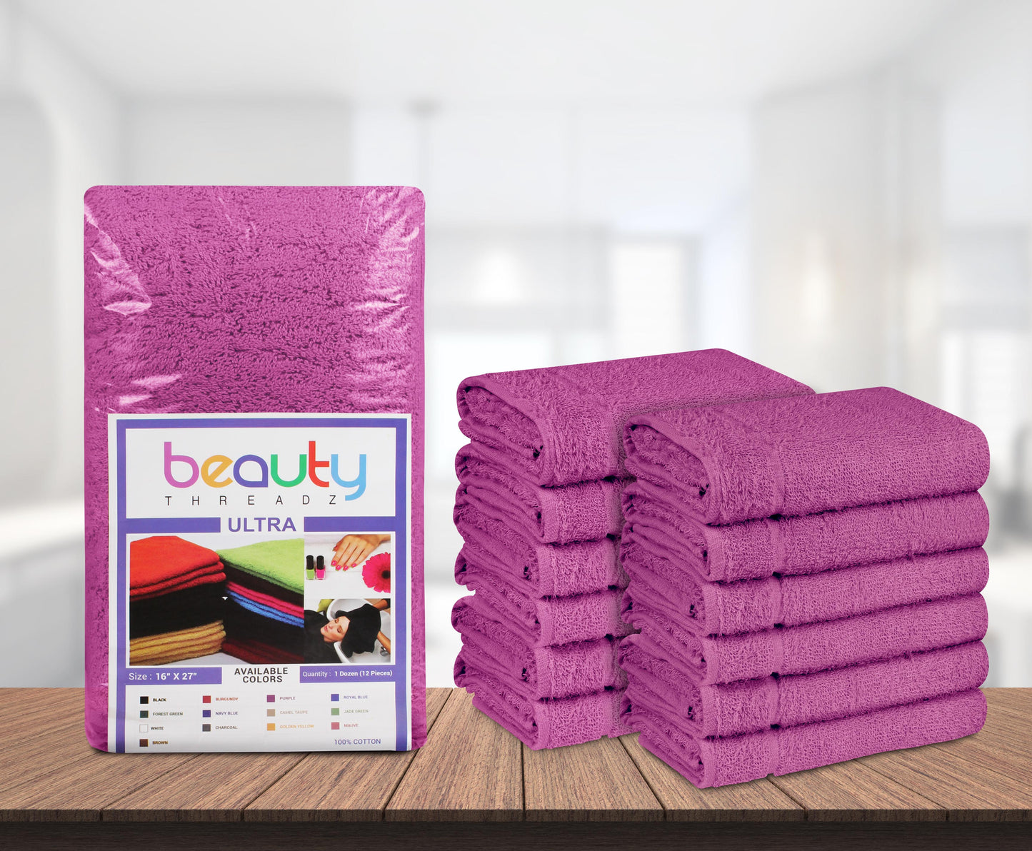 16 x 27" Mauve Pink 100% Cotton ULTRA Salon Towel