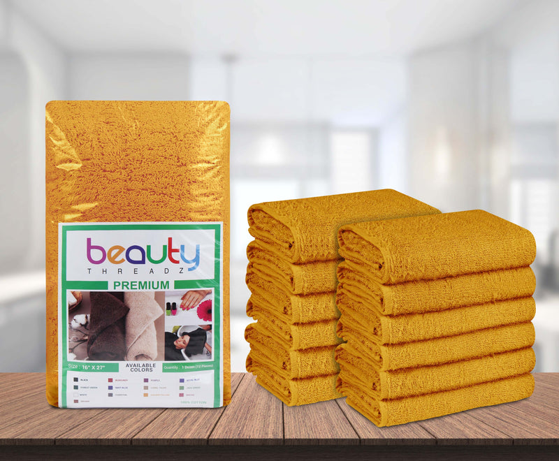 16 x 27" Gold 100% Cotton ULTRA Salon Towel