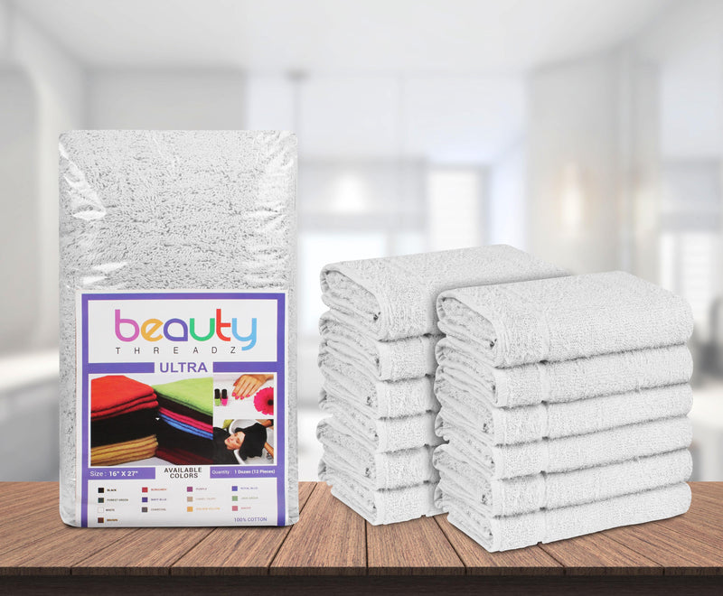 16 x 27" White 100% Cotton ULTRA Salon Towel