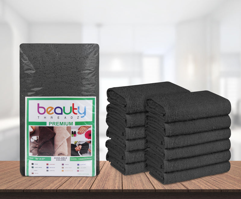 16 x 27" Charcoal Grey 100% Cotton Premium Salon Towel