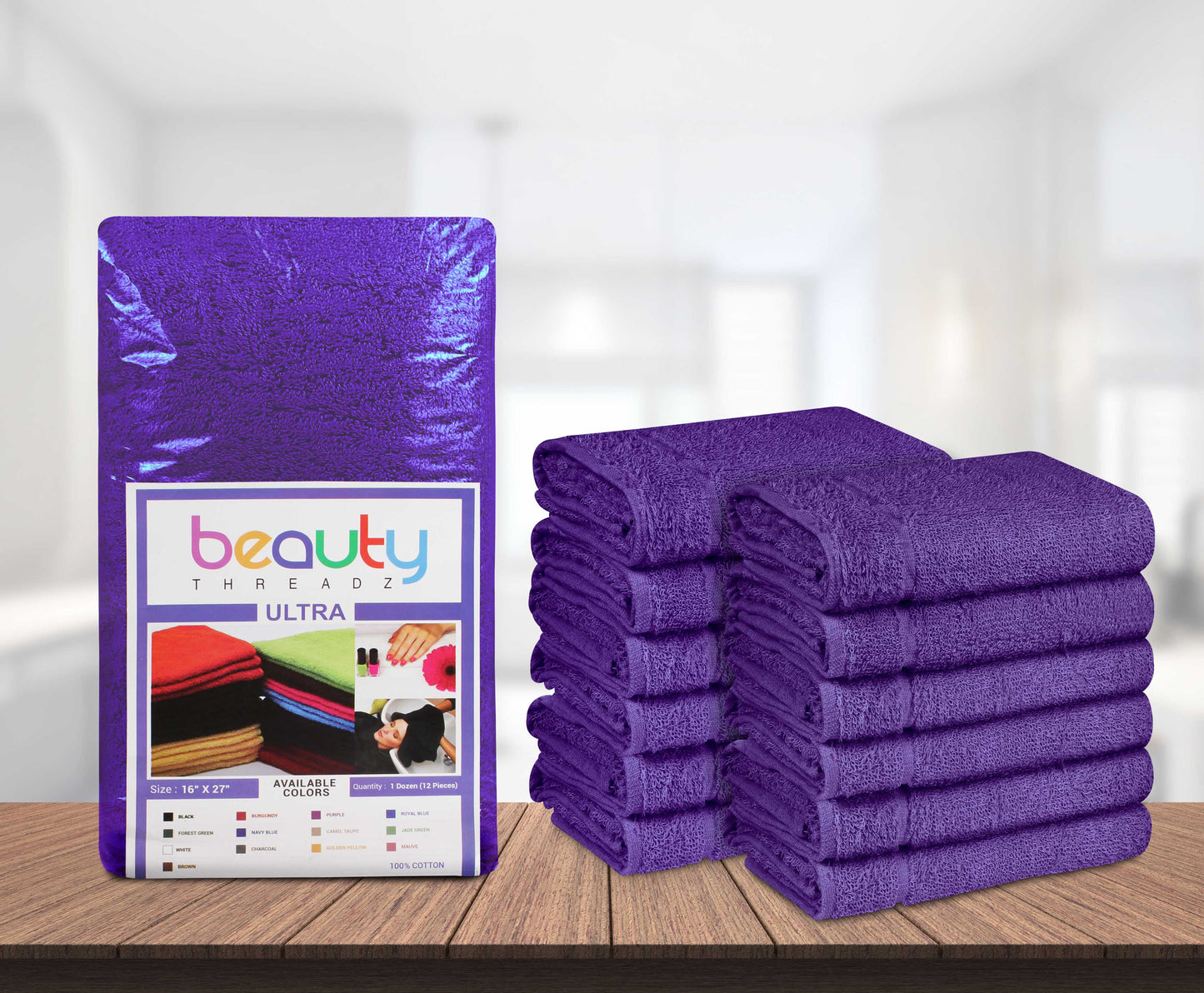 16 x 27" Purple 100% Cotton ULTRA Salon Towel