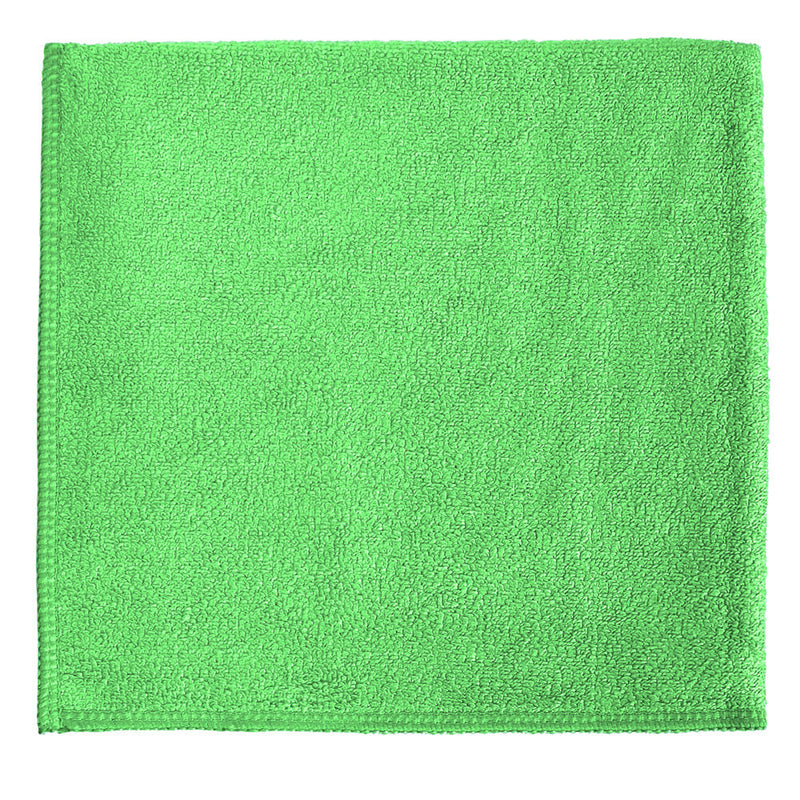 12 x 12" Green Heavy Duty Microfiber Towel (24 Pack)