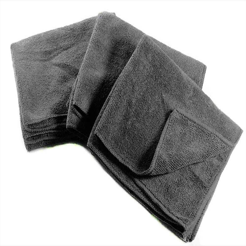 16 x 27" Black Professional Grade Microfiber Towel