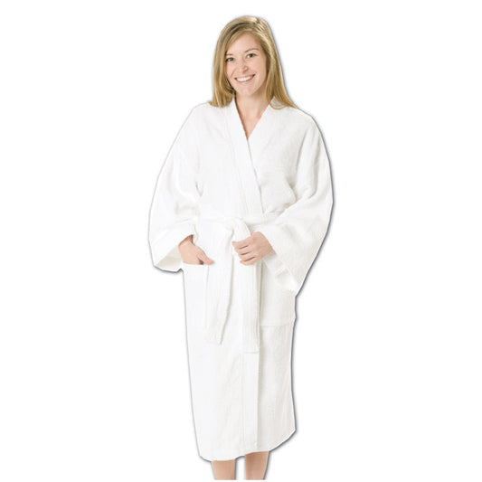 Terry Loop Luxury Kimono Bath Robe 48" WHITE 2 Pc Pack