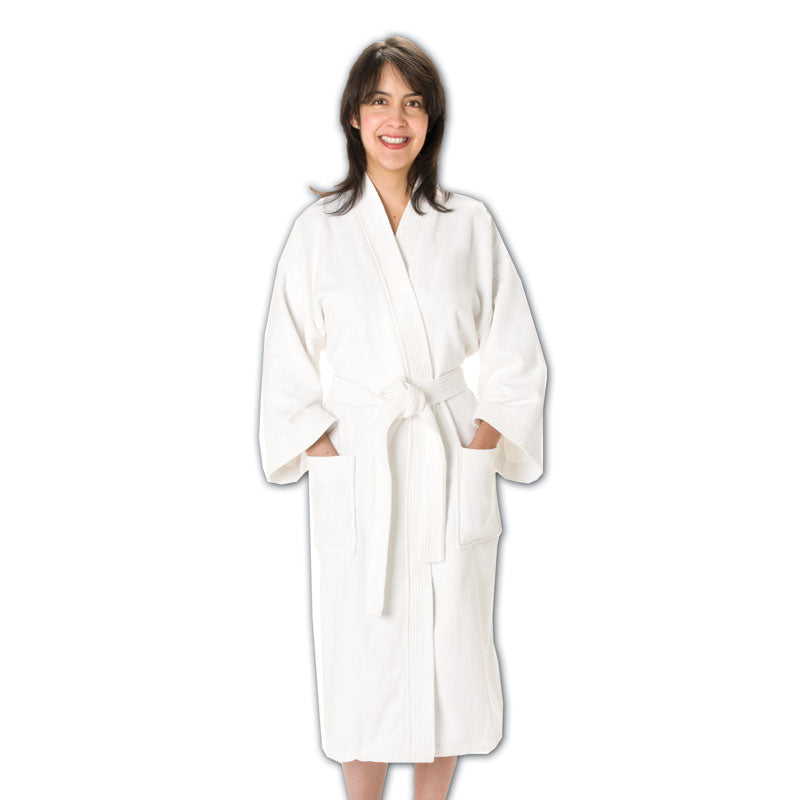 Velour Hotel Grade Luxurious Bath Robe 48" WHITE 2 Pc Pack