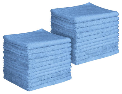 16 x 16" Light Blue Professional Grade Microfiber Towel (Pack of 24)