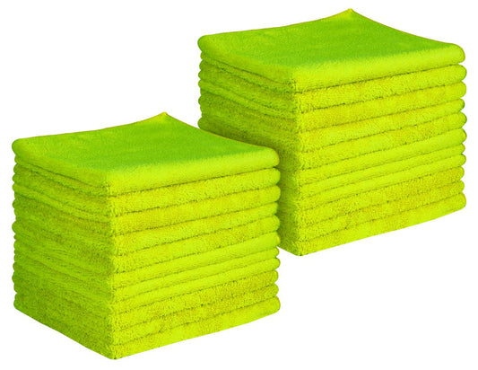 16 x 16" Lime Green Professional Grade Microfiber Towel (Pack of 24)