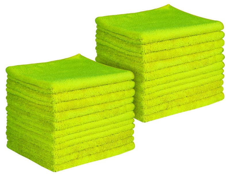 16 x 16" Lime Green Professional Grade Microfiber Towel (Pack of 24)