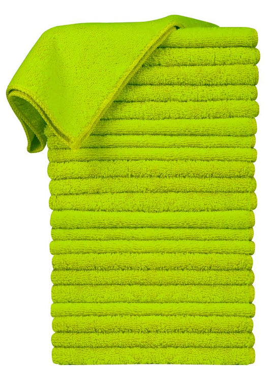 16 x 16" Lime Green Professional Grade Microfiber Towel (Pack of 24)