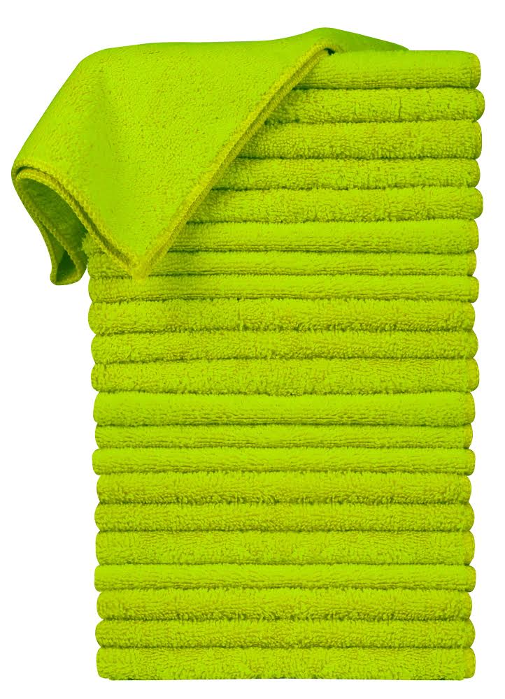 16 x 16" Lime Green Professional Grade Microfiber Towel (Pack of 24)