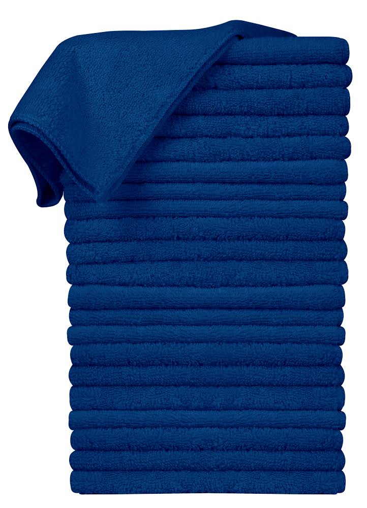 16 x 16" Dark Blue Professional Grade Microfiber Towel (Pack of 24)
