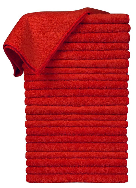 16 x 16" Red Professional Grade Microfiber Towel (Pack of 24)