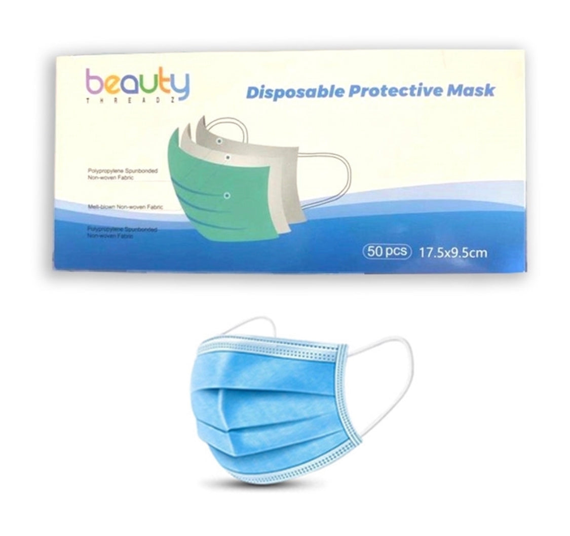 3 Ply Disposable Face Mask (100p/ Pack) 95% Filtration Melt Blown