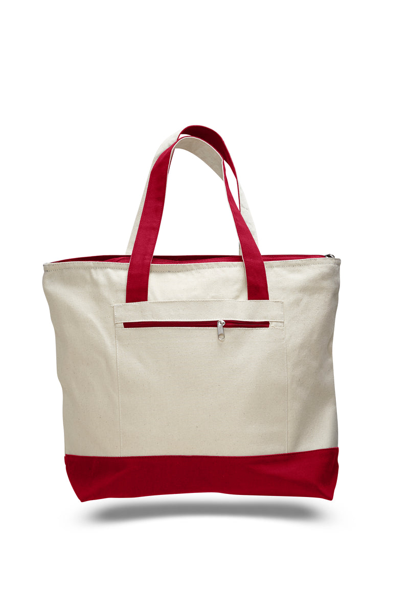 Heavy Canvas Zippered Shopping Tote Bag 18"W x 14"H x 4-1/2"D