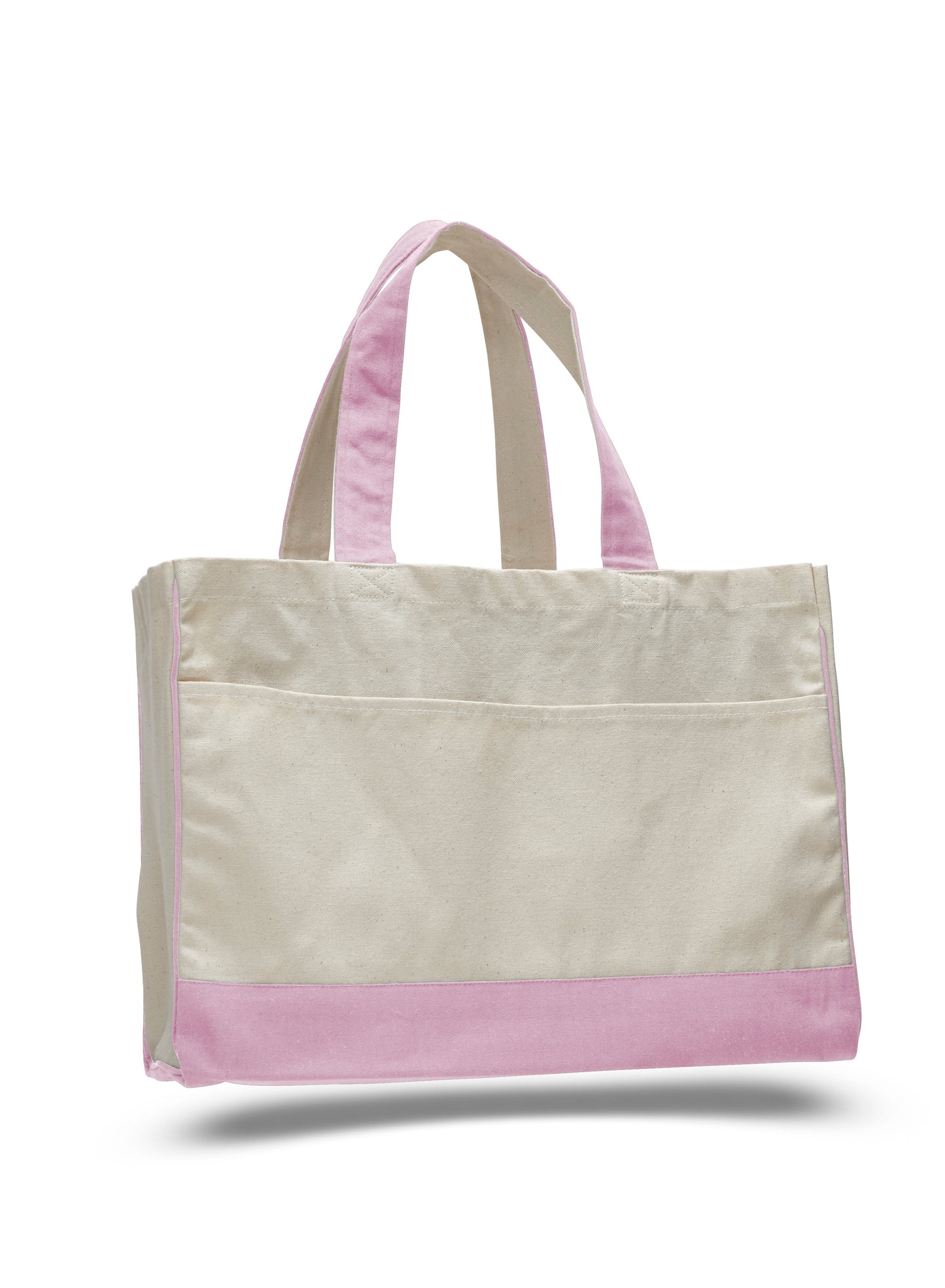 Cotton Canvas Tote Bag with Inside Zipper Pockets 17"W x 13"H x 5"D