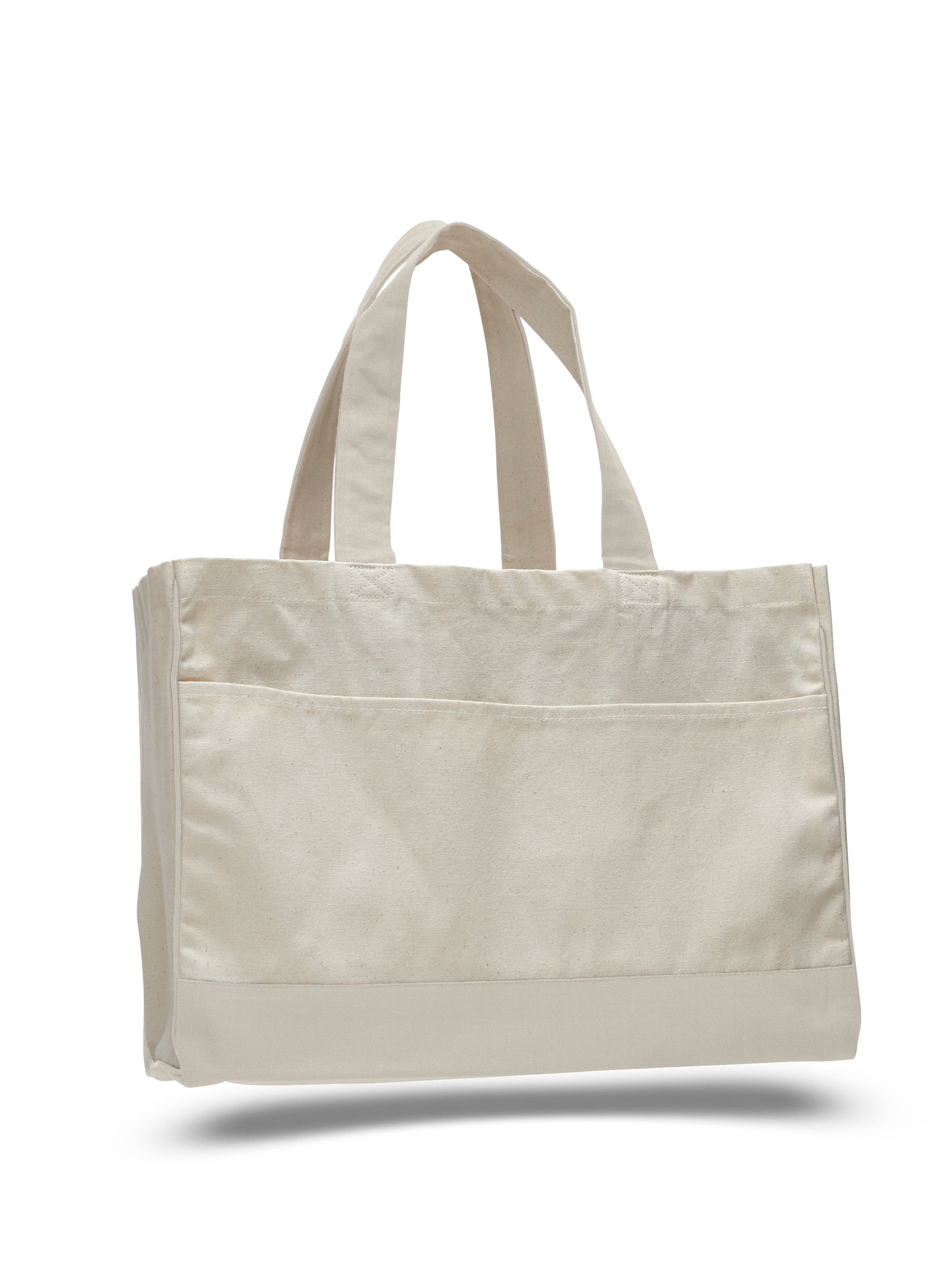Cotton Canvas Tote Bag with Inside Zipper Pockets 17"W x 13"H x 5"D